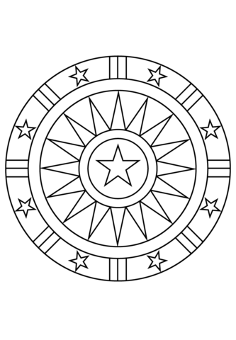 Simple Mandala With Stars From Star Mandalas Coloring Page